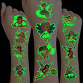 96PCS Woodland Fairy Glow Temporary Tattoos Pre-Cut for Kids Girls Boys Birthday Party Favors Decorations Halloween Supplies Gifts Princess Fantasy Theme Neon Luminous Stickers (Glow in the dark)