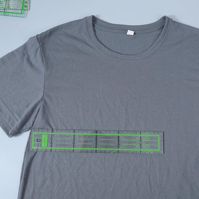 4 Piece Quilting Rulers and Templates Acrylic Square Ruler for Cutting Fabric, Square Quilting Rulers with Non Slip Rings Sewing Quilt Strip Rulers 5.91" × 5.91" 11.81" × 1.97" (Black/Green)