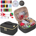 LoDrid Sewing Kit, Portable Flannel Bag with Complete Sewing Supplies for Travel & Home, Sewing Repair Kit Tools for Adults & Beginners, 24 Color Threads, 30 Needles & Sewing Accessories, Black