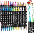 30 Colors Acrylic Paint Markers - Waterproof Dual Tip Acrylic Paint Pens with Brush & Fine Tip Professional Marker Set Scrapbook Markers for Paper Rock Wood Fabric Glass Ceramic and DIY Crafts