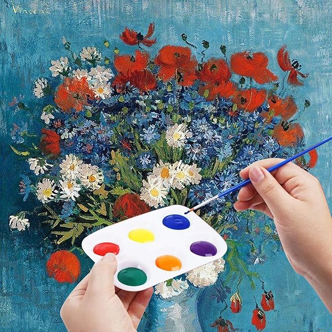 80 PCS White Plastic Paint Palettes 6 Well Watercolor Palette Rectangular Paint Tray Paint Pallets Paint Palette Tray Paint Plates Oil Palette Painting Tray for DIY Art Painting