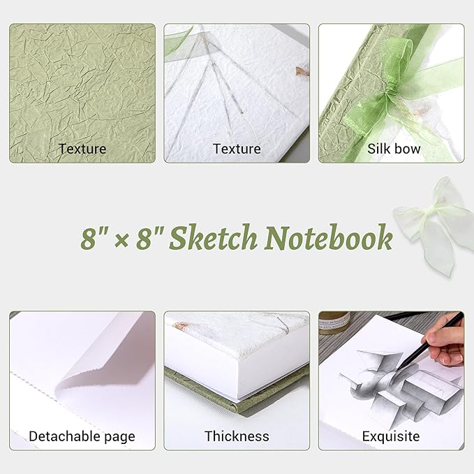 Yoment 8 x 8 Hardcover Small Sketch Book Sketchbook for Drawing 185GSM Thick Paper 160 Pages Square Art Mixed Media Sketch Books Sketch Pad for Women Adults