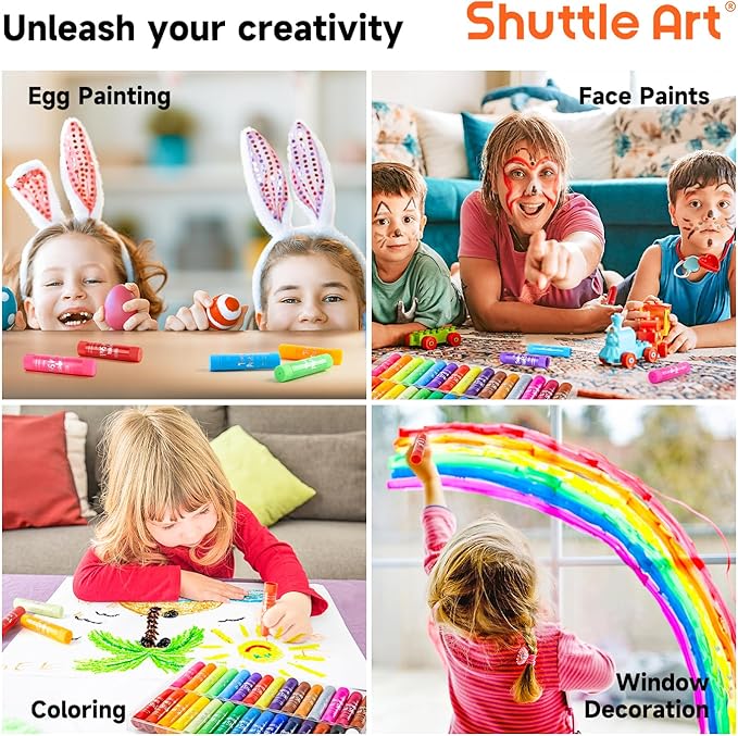 Tempera Paint Sticks, 30 Colors Solid Tempera Paint for Kids with 1 Drawing Pad, Super Quick Drying, Non-Toxic, Works Great on Paper Wood Glass Ceramic Canvas