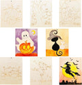 Piatoeke 16PCS 5.9×4.7in Unfinished Wooden Halloween Cutouts Board for Kids Painting,Wood Crafts DIY Fun Things to Paint and Hang(Halloween)