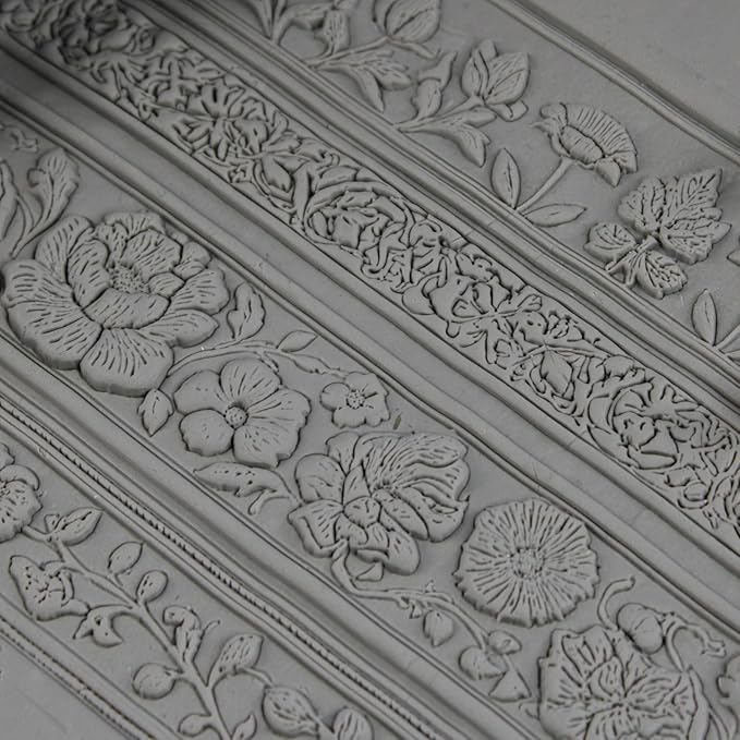 Victorian Garden Panels Clay Texture Roller (4") - Seamless Border Set #01 - Embossing Pattern Roller for Polymer & Ceramic Clay, Pottery & Crafts