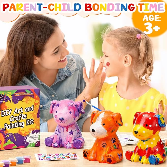 dededa Paint Your Own Dog Lamp Kit, Arts and Crafts for Kids, Art Supplies Painting Kits for Kids 8-12, Christmas Halloween Birthday Crafts Gifts for Boys Girls Ages 4 5 6 7 8 9 10 11 12+, Dog Toys