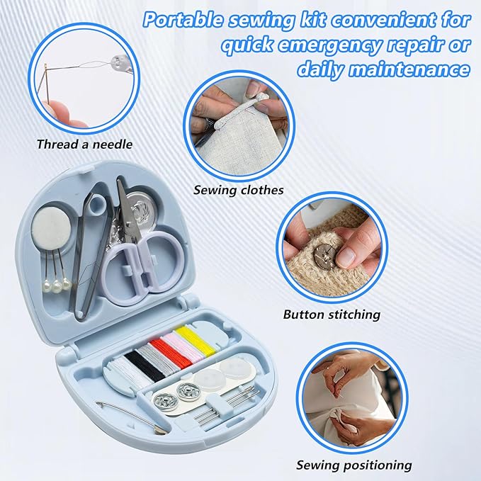 Yasdyri 4 Pack Mini Sewing Kit, Portable Sewing Kit for Travel, Mini Travel Sewing Kit TSA Approved Mini Sewing Box Kit with Threads Scissors Hand Sewing Needles