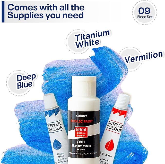 Painting4Real DIY Art Painting Kit for Adults – Learn to Paint Amber Lake with Video Tutorials – 9 Pieces Acrylic Paint Set for Adults –Perfect Christmas Crafts & Holiday Gifts for Art Lovers