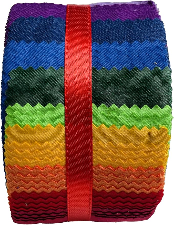 Jelly Roll Fabric 100% Cotton Quilting Fabric, 40 Pre-Cut Strips (2.5 x 44 Inch) for Quilting and Sewing - 10 Assorted Solid Colours-Five Solid Colors