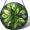 Stained Glass Window Hanging - Green Gradient Flowers Suncatcher for Doors Window Home Plant Sun Catchers Decor Christmas Mother's Day Birthday Gifts for Teacher Women Men Mom Nana 11.8 in
