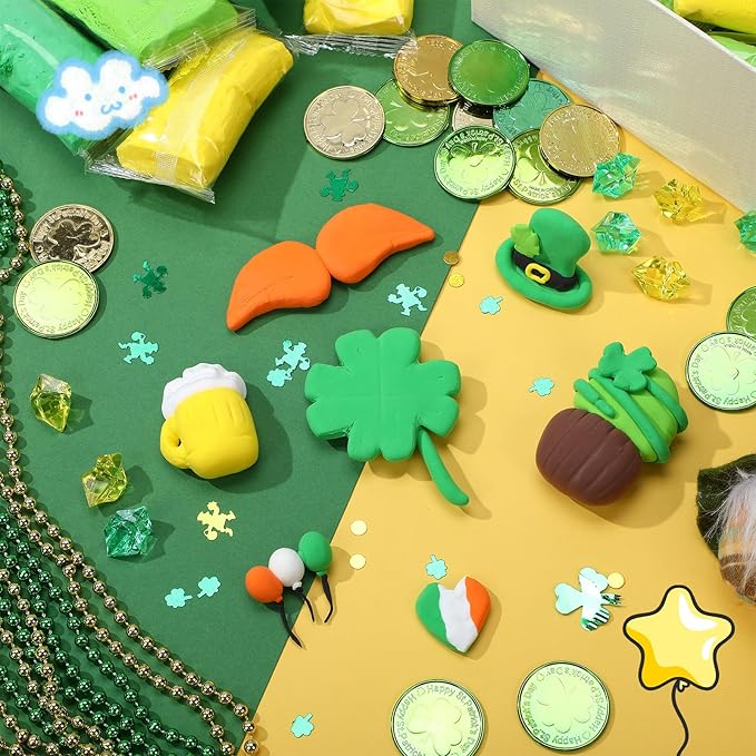 72 Pcs 38oz Air Dry Clay Bulk Modeling Ultra Lightweight Foam Modeling Clay for Kids Adults DIY Set Party Crafts Gifts and School Project Supplies (St. Patrick's Day Color)