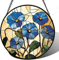 Stained Glass Window Hanging - Morning Glory Suncatcher for Door Garden Home Decor Birth Flower Sun Catcher Christmas Birthday for Lovers Friend Women Mom Nana 11.8 in