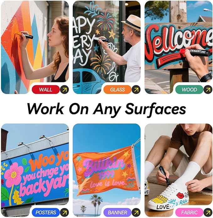 12 Vibrant Colors Jumbo Poster Markers, 15MM Thick Permanent Acrylic Graffiti Markers, Wide Tip Paint Marker for Canvas, Posters Board, Fabric, Window, Wood, Teachers,Banner painting supplies
