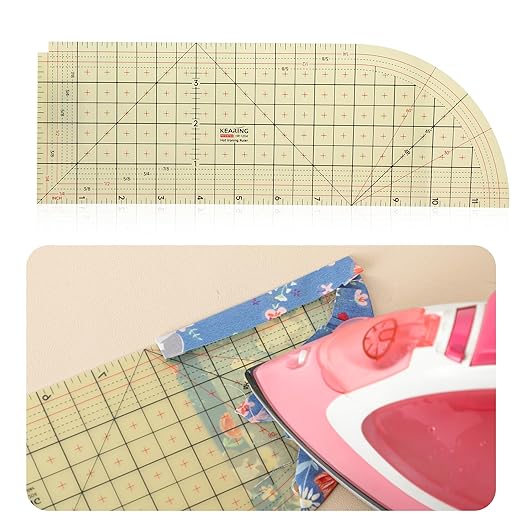 Curved Hot Ruler for Sewing, 12X4 Inch Hot Hem Ruler for Sewing Seam Guide Ruler Sewing Ruler and Guides for Fabric Hemming Tools Press with Dry or Steam