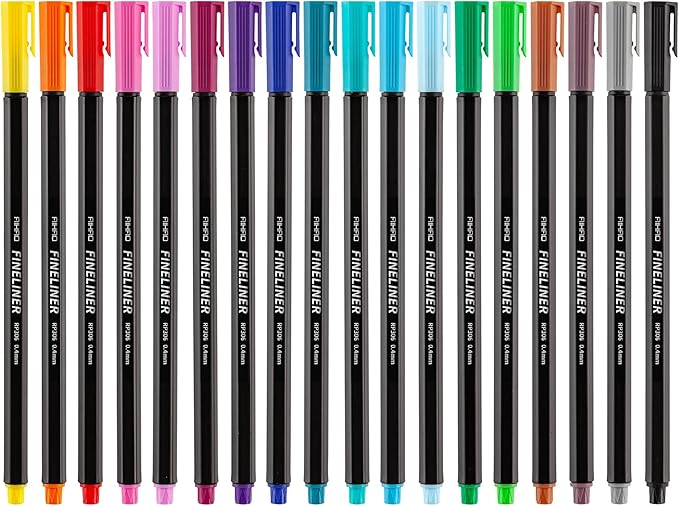 AIHAO Fineliner Pen, Color Pens for Drawing, Calendar, Coloring, Writing, Note Taking, Journaling,18ct Colors Fine Line Porous Fine Point Markers, School Office Teacher Art Supplies