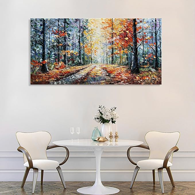 Art Hand Painted Forest Landscape Oil Painting Modern Abstract Art Home Wall Deco Art 24x48 inches