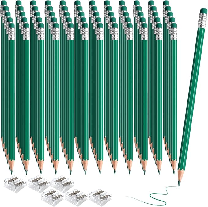 120 PCS Checking Pencils Erasable Colored Pencils with Eraser Pre-Sharpened 2 HB for Checking, Grading, Tests & Office/School Supplies (Green)