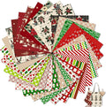 Tatuo 30 Pcs 10 x 10 Inches Christmas Cotton Fabric Bundle Squares Patchwork Floral Fabric Sewing Quilting Bundles Assorted Pattern cloth for DIY Scrapbook Craft Making