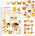 Watercolor Workbook for Beginners with Step-by-Step - 12 Watercolor Coloring Pages - 100% Cotton 300gsm/140lb Watercolor Paper - Gift for Women,Adults, Teens (Autumn)