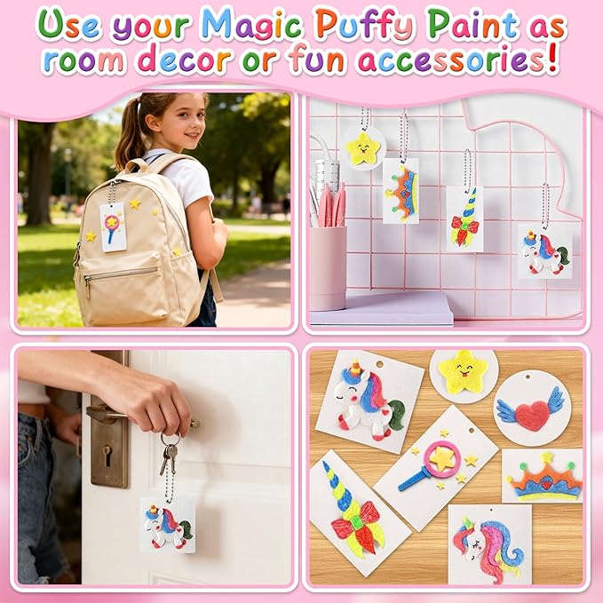 KAISASA 95 Pcs Magic Puffy Paint,Foam Texture Painting Kit,Including 46 Pcs Foam Texture Paper,Magical 3D Painting Kit, Craft & Art Kit Gift for Girls Ages 4, 5, 6, 7, 8, 9, 10