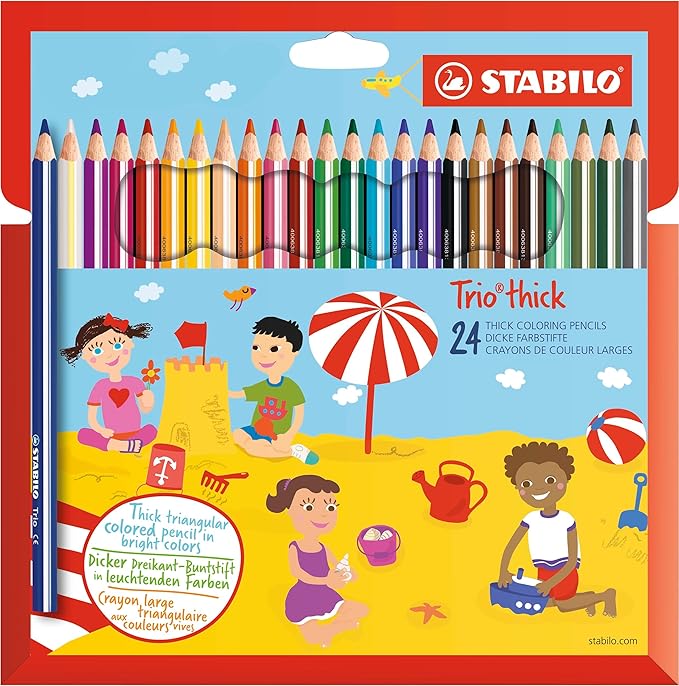 STABILO 203/24-01 Trio Thick Colouring Pencil - Assorted Colours, Wallet of 24