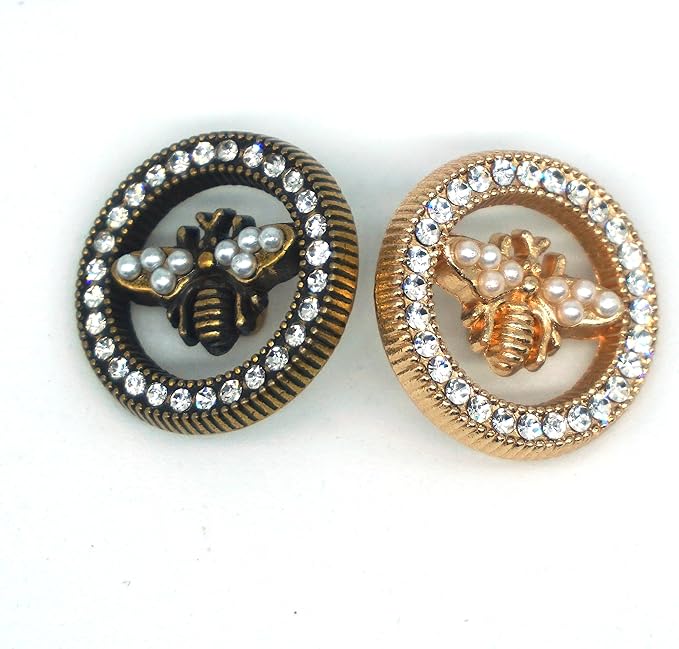 10pcs 18mm/0.71inch Light Luxury Metal Hand Sewn Foot Buttons - Multiple Styles Available (Little Bee)