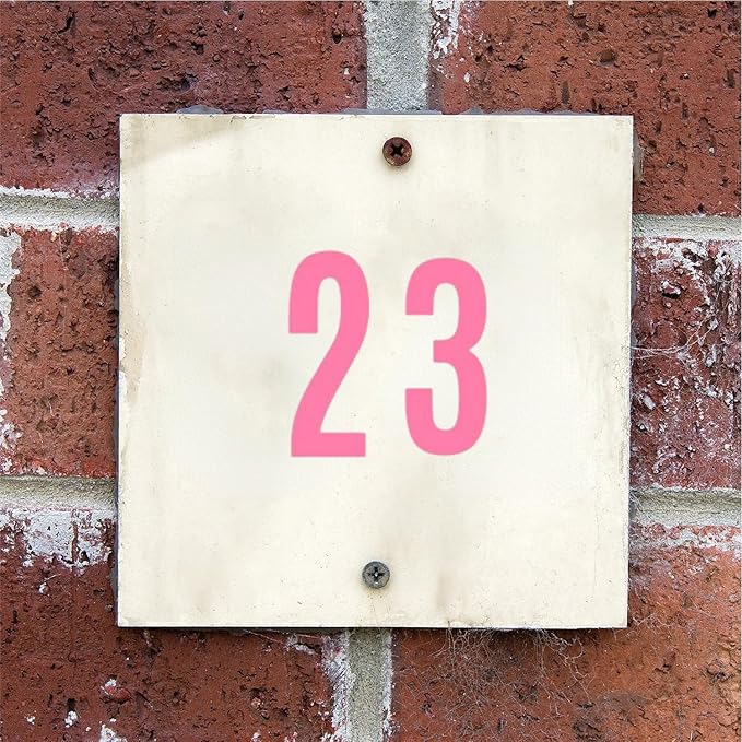 10 Sheets Vinyl Mailbox Number Stickers - Self-Adhesive Address Labels for Cars, House Doors, Windows & Metal Mailboxes (Pink, 3 inch)