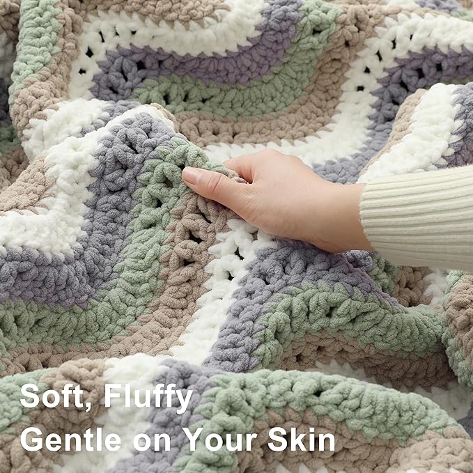 #6 Super Bulky Blanket Yarn for Crocheting - 4 Skeins(Each 10.5oz/300g, 220yds/201m), Chunky Chenille Thick Plush Big Soft Yarn for Crocheting Knitting Blankets, Lemon Lime