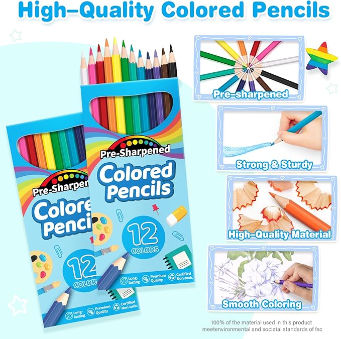 432 Count Colored Pencils Bulk, 36 Pack Colored Pencils for Kids, Pre-sharpened Coloring Pencils in 12 Vibrant Colors, Bulk School Supplies for Teachers, Classroom Prizes, Drawing Art Supplies