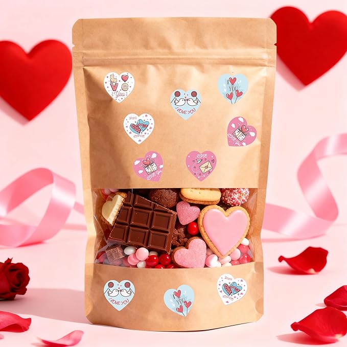 1000pcs Valentine’s Day Heart Roll Sticker 1inch i Love You Stickers for Packing Cards Candy Bags Seals Envelope Party Decoration Supplies