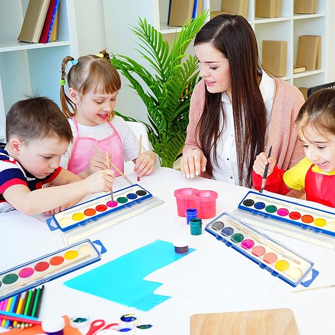 7 Pack Watercolor Paint Set for Kids - 8 Washable,Bright Colors with Paintbrush Watercolor Paint Bulk for Kids Party Favors,Classrooms Supplies,Art Lessons