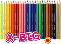 Jolly X-Big Jumbo Colored Pencils Perfect for Special Needs Art Therapy and Early Learners; 24 Multicolor Pencils With 6 Neon Highlighter Pencils; Set of 30