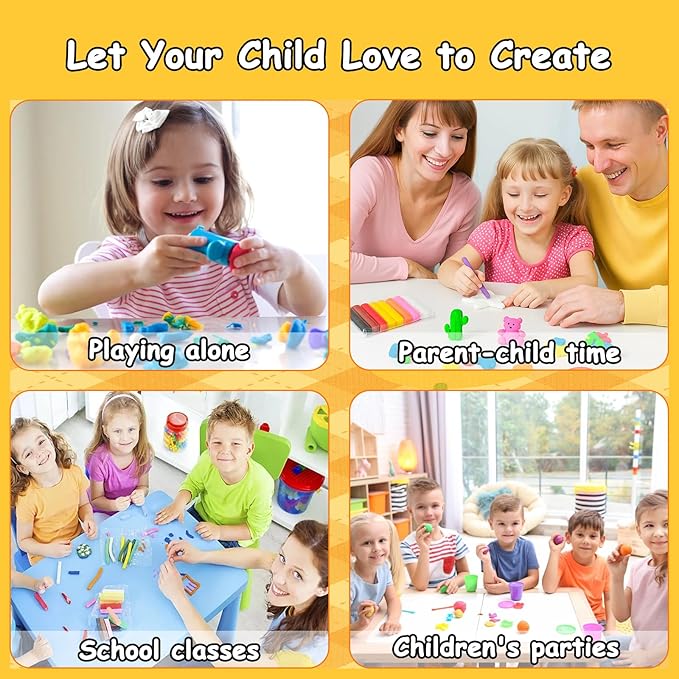Air Dry Clay Kit 24 Colors with Tools, DIY Magic Modeling Clay for Kids Crafts, Soft and Non-Sticky, Birthday Christmas Gift for Boys Girls Teens (24 Colors)