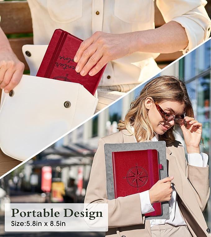 Lined Journal Notebook for Women Men, 160 Pages, A5 Hardcover Vintage Leather Journaling Notebooks for Work, School, Note Taking, Travel, Bible Study,Daily Diary for Writing 5.8"x8.5"(Burgundy)