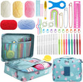 HATINXIA 58pcs Crochet Kit Beginners, Crochet Hook Set with Yarn, Portable Crocheting Kit for Starter, Ergonomic Crochet Needles Tools DIY Knitting Accessories for Experienced Crochet Lovers, Floral
