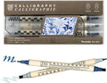 Kuretake Zig Calligraphy Dual Tip Marker Pens 3 colors set, PlatinumBlue, 2mm, 5mm, Double Tip, for Art, Sketch, illustration, Calligraphy, Journal, Drawing, Made in Japan