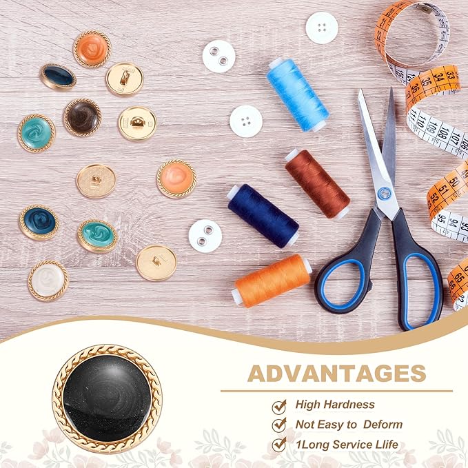MECCANIXITY Metal Vintage Gold Button 15mm Round Metal Sewing Button Alloy Shank Replacement for Women's Suit Woolen Coat Shirt Dress Sewing Black Pack of 10