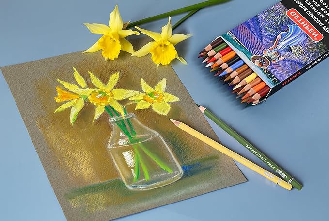 Pastel Pencils,Colored Charcoal Pencils Drawing Set, Skin Tone Colored Pencils,Charcoal Pencils for Drawing Pastel Chalk Pencils for Sketching, Shading, Coloring, Layering & Blending,24 Colors