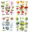 24 Sheets Seasonal Tree PET Stickers Set, Four Seasons Forest & Blossom Designs - Waterproof Pre-Cut Art for Scrapbook Journals Planners DIY Décor