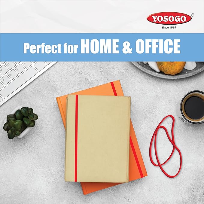 Yosogo Extra Large 8-Inch Postal Rubber Bands | Assorted Colors | Heavy-Duty Biodegradable Elastic Bands (120 PCS)