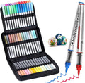 60 Color Acrylic Paint Markers Brush Tip, Waterproof, No-Bleed Ink with Automatic Ink Control, Premium Paint Pens for Rock, Wood, Canvas, Glass, Fabric for Professional and Adult Artists