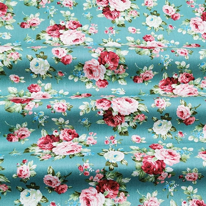 14-Piece Vintage Floral Fat Quarters Fabric Bundles - 18" x 22" Pre-Cut 100% Cotton Quilting Fabric - Retro Floral Prints Material for Sewing, Quilting, and DIY Crafts