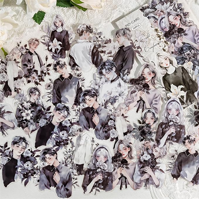 Alideco 120pcs Scrapbook Stickers Vintage Floral Beauty Figures Scrapbooking Junk Journal Crafts Embelishment Decoration Stickers (huayangnianhua)