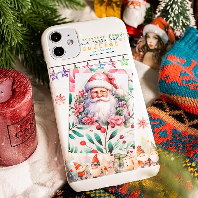 Christmas Polaroid PET Stickers, 90 Snow Country Character and Frame Designs for Scrapbooking, Journaling, DIY Crafts, and Holiday Decor