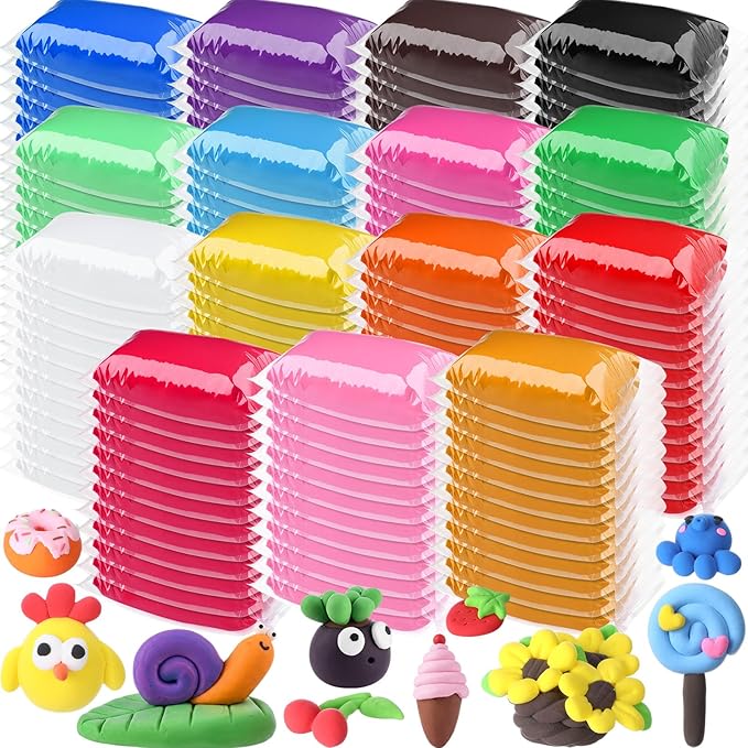 72 Pcs 38oz Air Dry Clay Bulk Modeling Ultra Lightweight Foam Modeling Clay for Kids Adults DIY Gifts Party Arts Crafts and School Project Supplies (16 Colors)