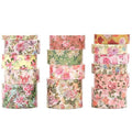 Floral Washi Tape Set - 15 Rolls Flowers Arts Adhesive Tapes Garden Blooms Decorative Masking Tape Sets for Craft, Kids, Scrapbook, DIY, Gift Wrloapping (6-Vintage Floral)