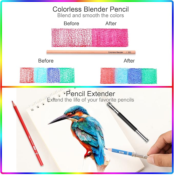 HIFORNY 75 Pack Colored Pencils Set for Adult Coloring,72 Colors Coloring Pencils with Extras,Drawing Pencils Art Craft Supplies for Adults Beginners