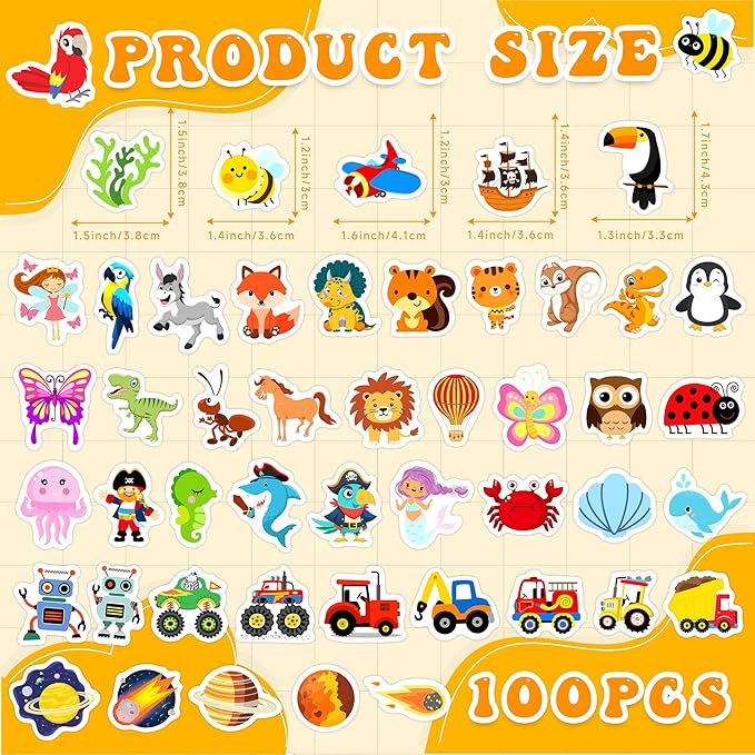 Glow in The Dark Cartoon Water Bottle Sticker for Kids, 100 pcs Waterproof Cute Vinyl Laptop Decals, Kids Teens Adults Phone Case Scrapbook Helmet Skateboard Luggage Decoration