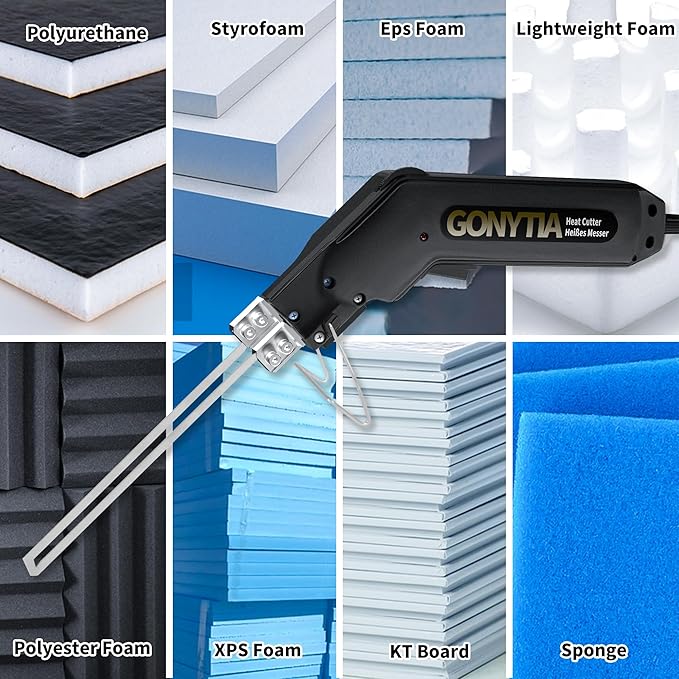 Hot Knife Foam Cutter, Innovative Pro Styrofoam Cutting Tool Kit with Foldable Safety Stand, Electric 200W Hot Knife with 4 Blades for PP, EPS, XPS, EVA, EPE, PU, KT Board, Sponge (KD-5)
