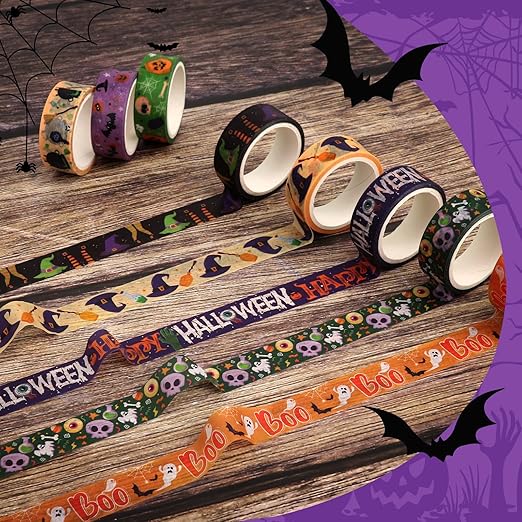 Halloween Washi Tape Set 20 Rolls Halloween Scary Decorative Tape for Kids Holiday DIY Art Crafts Notebook Scrapbooking & Stamping Supplies